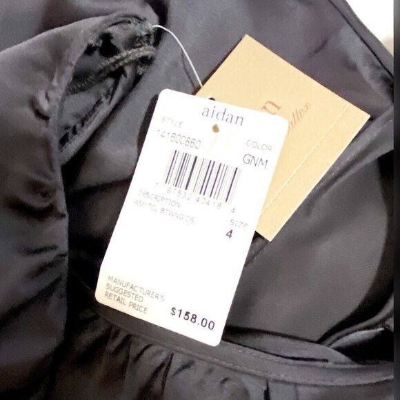 NWT Aidan Aidan Mattox Asymmetric Batwing Dress, Size 4, Gray - Picture 5 of 13